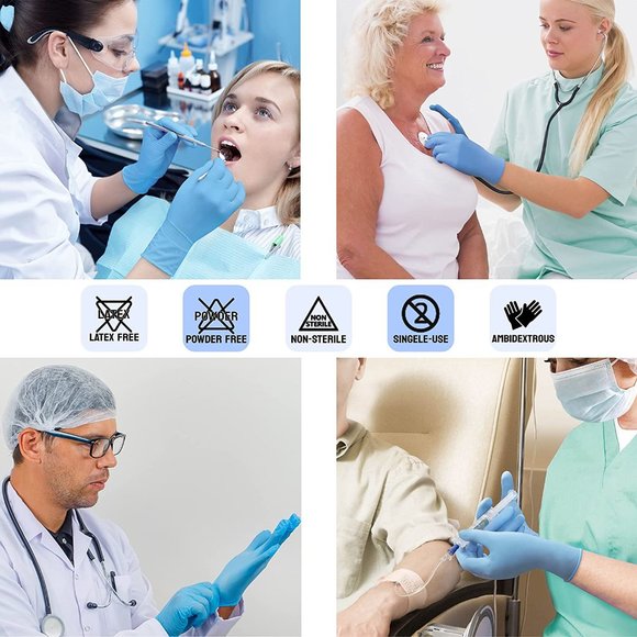 SMALL 1000 Nitrile Gloves - Medical Grade - 10 boxes of 100 Blue Exam hand New - Picture 4 of 8